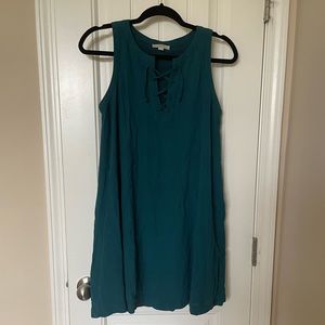 Loft Dress with lace-up - Beautiful teal blue color - Small Petite